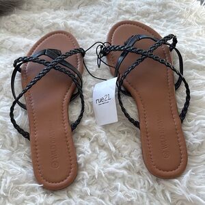 Wild Diva Black Strappy Sandals for Women